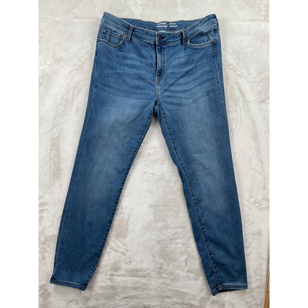 Amazon Essentials Womens Skinny Jeans Medium Wash Blue Size 14 Stretch Denim